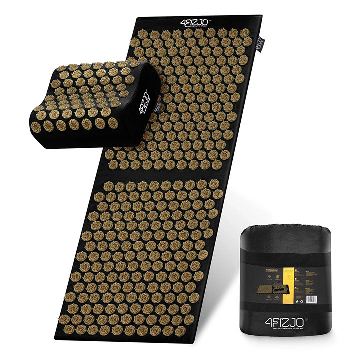 Akupresūrinis taškinio masažo kilimėlis su pagalve ir krepšiu