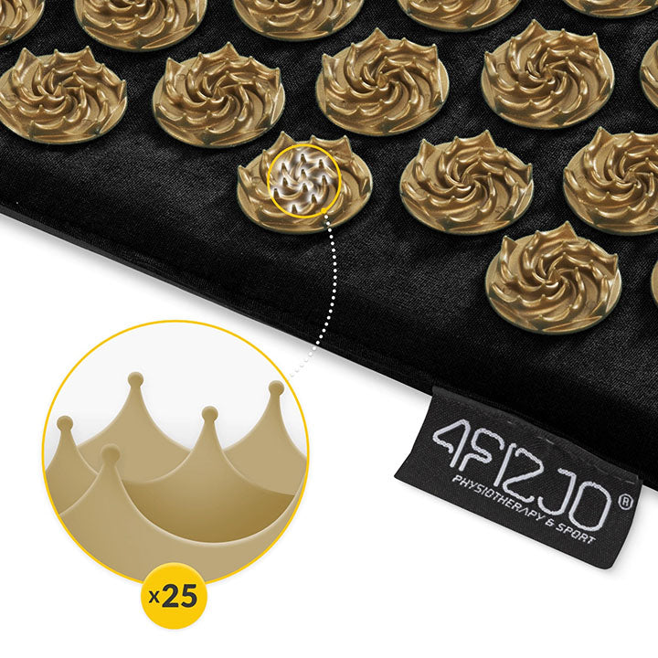 Sūkurio formos spygliai ant didelio ERGO akupresūrinio taškinio masažo kilimėlio