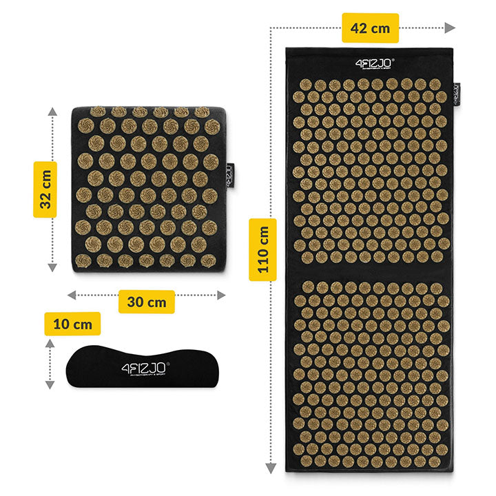 Didelio akupresūrinio taškinio masažo kilimėlio ir ergonominės pagalvės su adatomis išmatavimai