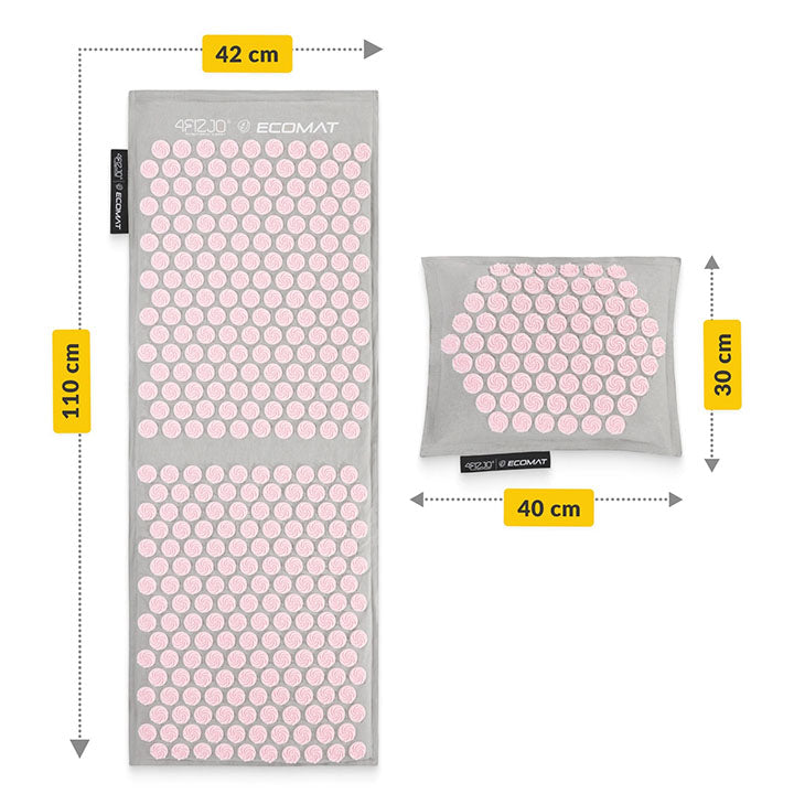 Didelio akupresūros kilimėlio nugarai ir pagalvės išmatavimai