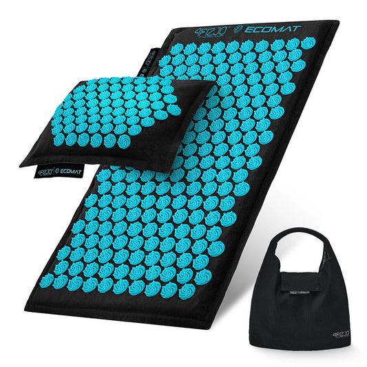 Akupresūros masažinis kilimėlis su pagalvėle ir krepšiu