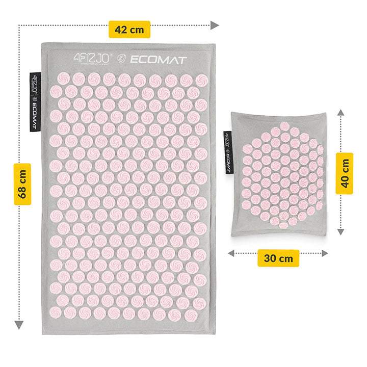 Akupunktūros masažinio kilimėlio su pagalvėle ilgis ir plotis