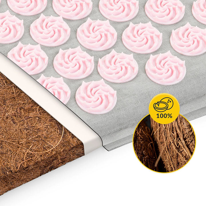 Ekologiškas akupunktūros masažinis kilimėlis pasiūtas iš lino ir užpildytas kokosų pluoštu